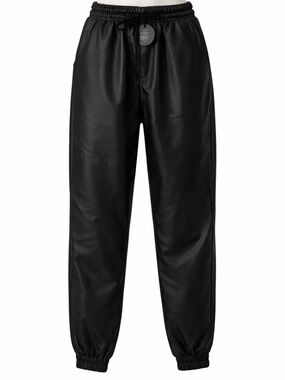 MittiShop Black Faux Leather Jogger Pants Small Elastic Waist Drawstring NWT